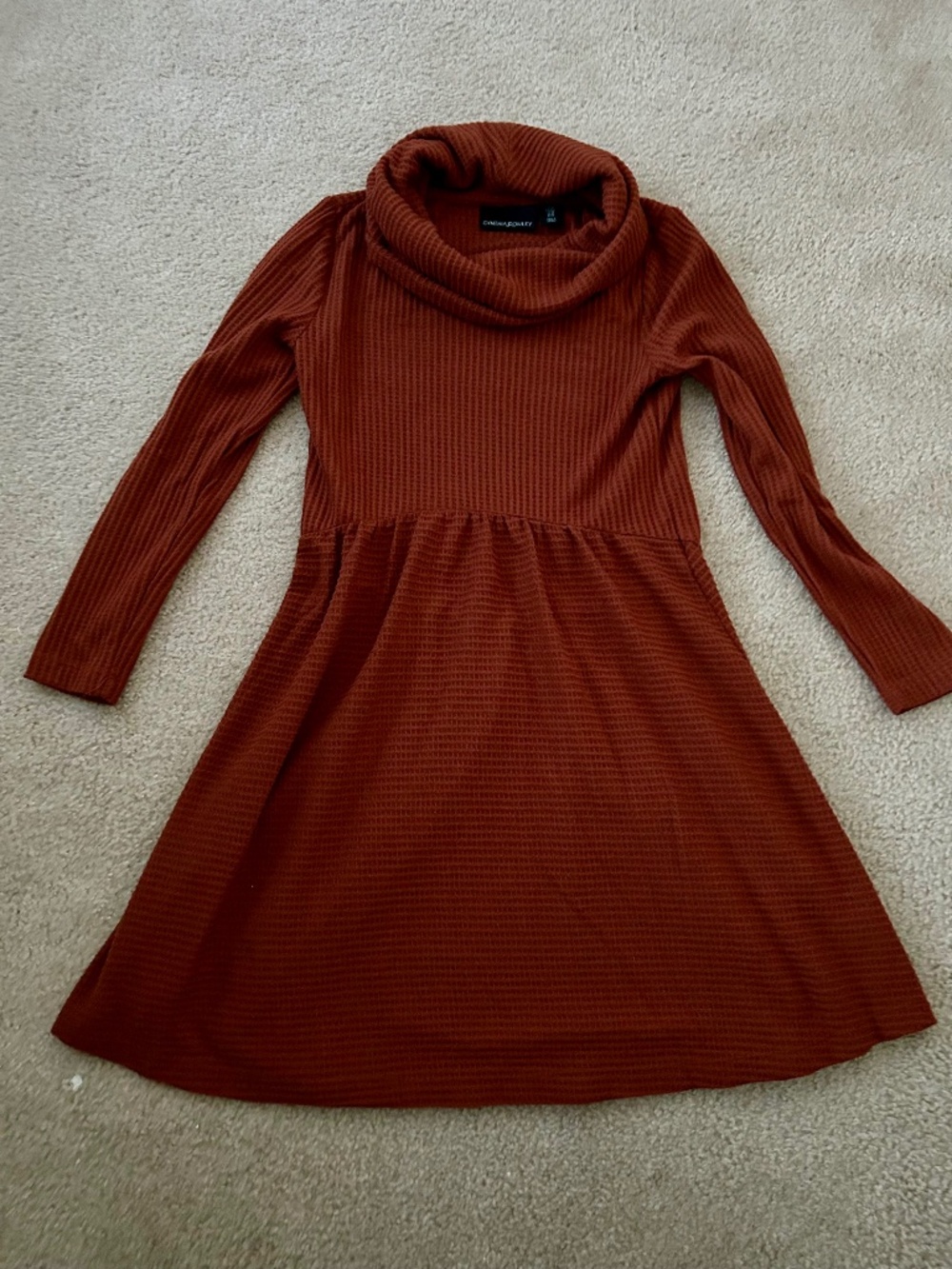 Cowl Neck Waffle Knit Long Sleeve Cynthia Rowley Dress Sz Medium